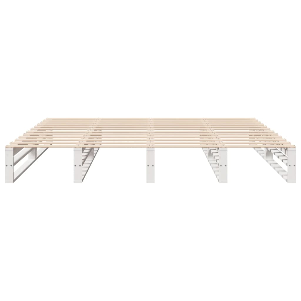 Bed Frame without Mattress White 200x200 cm Solid Wood Pine